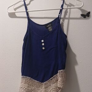 Rue21 Deep Blue Camisole with Lace Hem